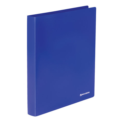 Папка на 2 кольцах BRAUBERG "Office", 32 мм, синяя, до 250 листов, 0,5 мм, 98194