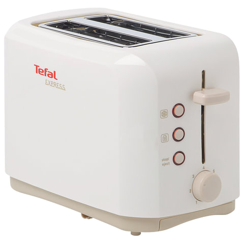 Тостер TEFAL TT357130,мощ 850Вт, 2 тоста, электрон. управл., разморозка, подогрев, пластик, белый