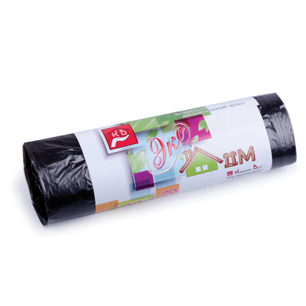 Мешки д/мусора 30л КБ "Экодом" в рулоне 20шт, ПНД, 6мкм, 50х60см, черные шк2091