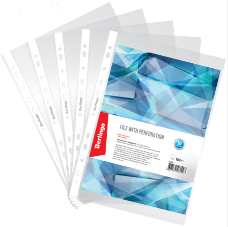 Папка-вкладыш с перфорацией Berlingo, А4, 30мкм, глянцевая S1000
