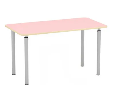 Стол квадратный, регулируемый с закругл. угл. (розовый, м/к серый), М614 РК