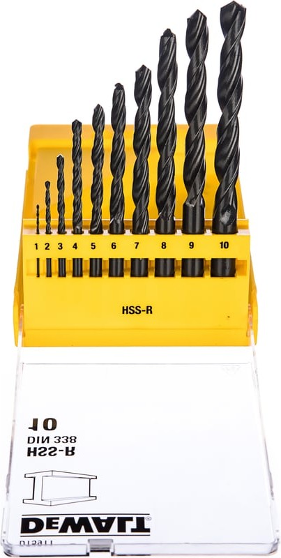 Набор сверл по металлу в пластиковой кассете 10 шт. (1-10 мм; HSS-R) DeWALT DT 5911 Набор сверл по металлу в пластиковой кассете 10 шт. (1-10 мм; HSS-R) DeWALT DT 5911