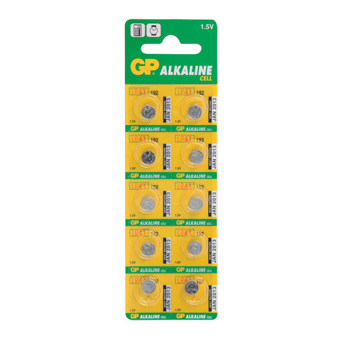 Батарейка GP Alkaline, 192 (G3, LR41), алкалиновая, 1 шт, в блистере (отрывной блок), 192-2CY