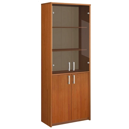 Шкаф широкий со стеклом без рамы. Размеры: 854*445*2010мм, ольха, М305.22Ш 