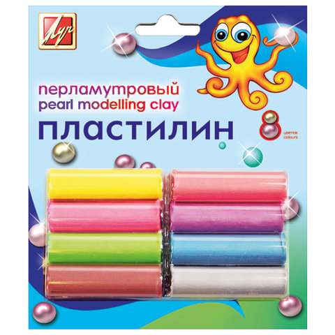 Пластилин перламутровый ЛУЧ "Перламутрики", 8 цветов, 105 г, блистер, 18С 1197-08