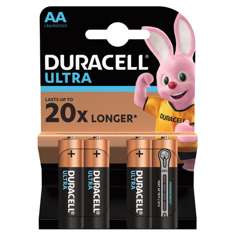 Батарейки DURACELL Ultra Power, AA (LR06, 15А), алкалиновые, КОМПЛЕКТ 4 шт., в блистере