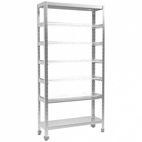 Стеллаж для стаканов СТАНДАРТ СКСН-5КС-2М (сетки хром., каркас нерж. разборный) 900х300х1800 мм