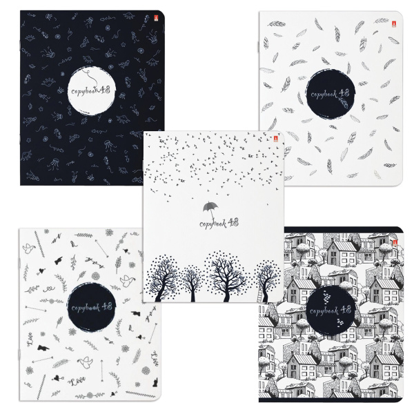 Тетрадь 48л. клетка АЛЬТ, скоба, глянцевая ламинация, "КОНТРАСТЫ" (5 видов), 7-48-575