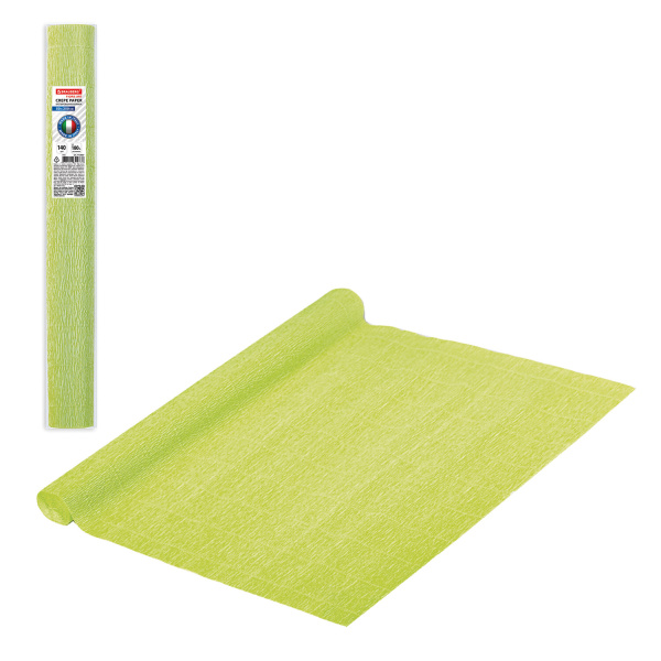 Бумага гофрированная/креповая (ИТАЛИЯ) 140 г/м2, 50х250см, салатовая (958), BRAUBERG FIORE, 112567