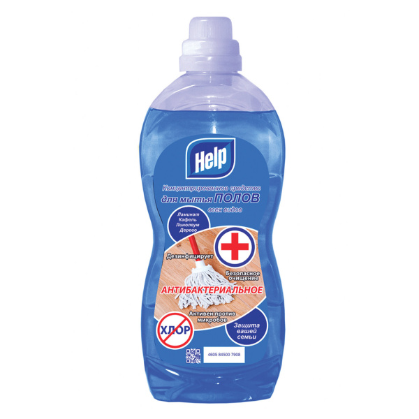 Средство для мытья пола HELP 1л, с антибактериальным эффектом, универсальное