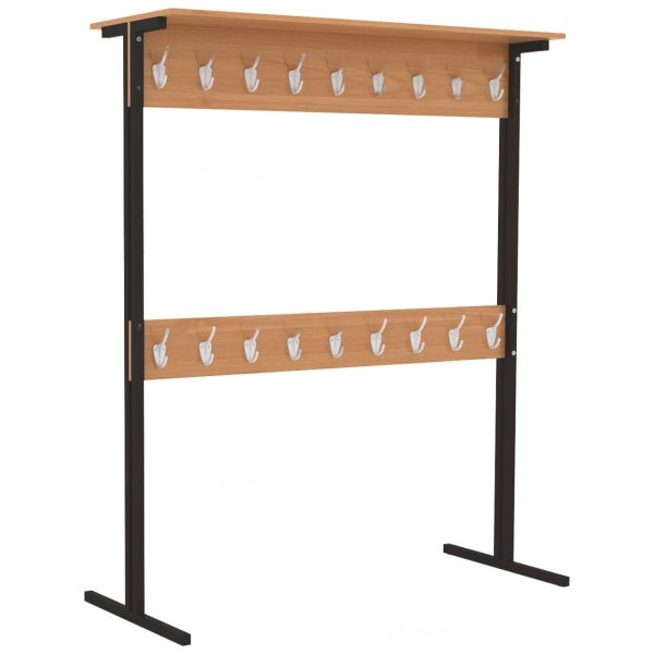 Вешалка напольная 2-сторонняя на 18 мест, каркас коричневый, ольха