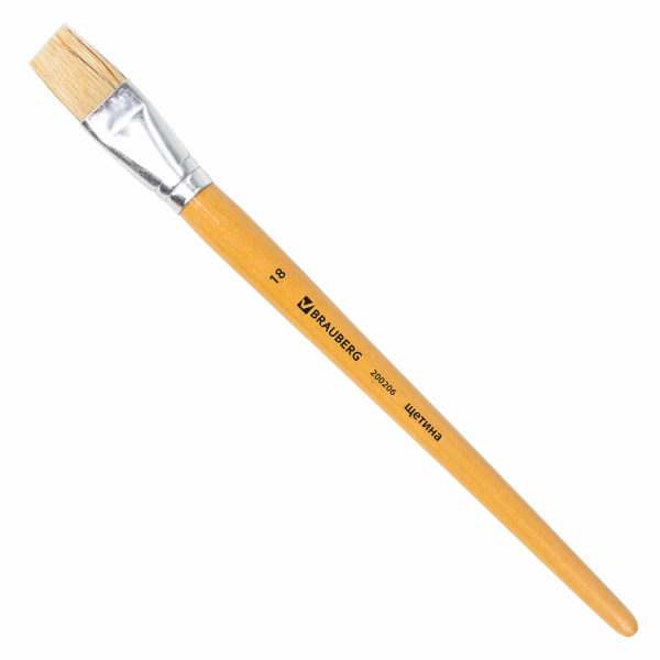 Кисть BRAUBERG щетина, плоская, №18, 200206