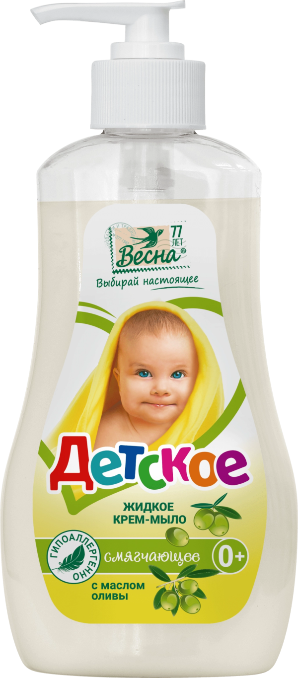 Мыло-крем жидкое ДЕТСКОЕ 280мл, Весна "Олива", дозатор