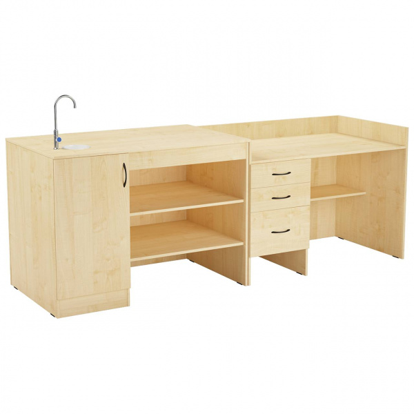 Стол демонстрационный для химии 2400*750*880, ЛДСП клен, М178Х Стол демонстрационный для химии 2400*750*880, ЛДСП клен, М178Х