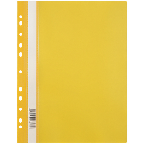 Папка-скоросшиватель пластик. перф. OfficeSpace А4, 120мкм, желтая с прозр. верхом