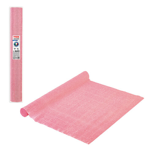 Бумага гофрированная/креповая (ИТАЛИЯ) 140 г/м2, 50х250см,светло-розовая (949),BRAUBERG FIORE,112591