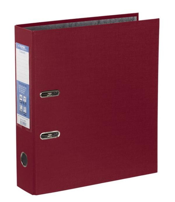 Папка-регистратор 75 мм Expert Complete Classic, PVC, арочный механ., вишневый