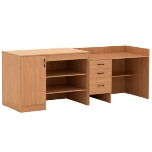 Стол демонстрационный для физики 2400*750*880, корпус ЛДСП ольха, столешница - пластика клен, М178Ф 