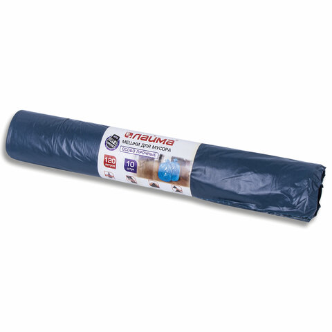 Мешки д/мусора 120л LAIMA в рулоне 10 шт., ПВД,, 40мкм, 7 0*110см, синие, шк769