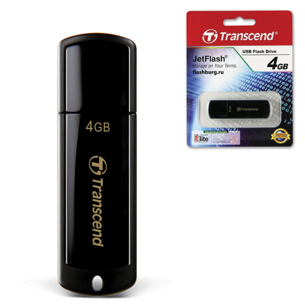 Флэш-диск TRANSCEND 4GB JetFlash 350 USB 2.0, скорость чтения/записи - 15/11 Мб/сек, ЧЕРНЫЙ