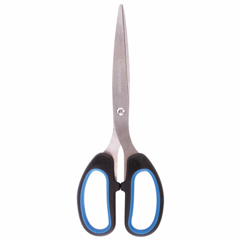 Ножницы BRAUBERG "Classic+", 205 мм, классической формы, резиновые вставки, черно-синие, 236449
