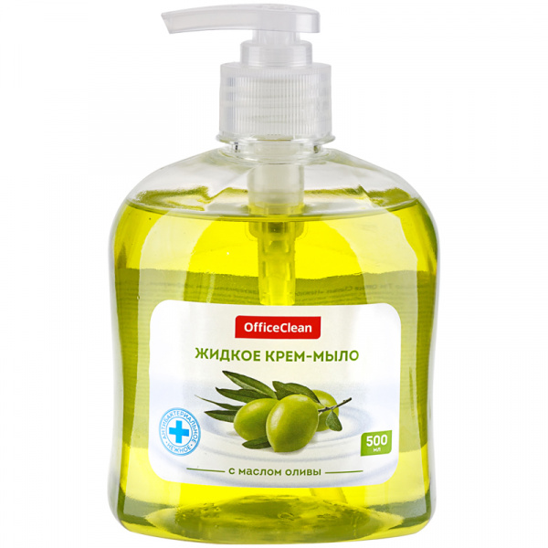Мыло-крем жидкое 500мл OfficeClean "Нежное", антибактериальное, с маслом оливы, с дозатором