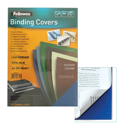 Обложки д/переплета FELLOWES, КОМПЛЕКТ 100шт, Delta (тисн.под кожу), А4, картон 270г/м2,син,FS-53713