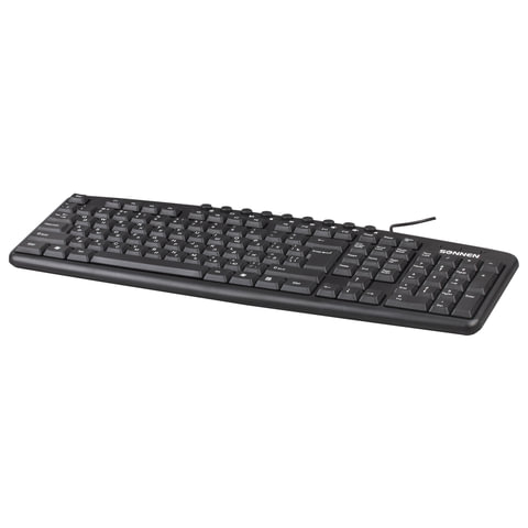 Клавиатура проводная SONNEN KB-8137, USB, 104 клавиши + 12 дополнительных, мультимедийная, черная