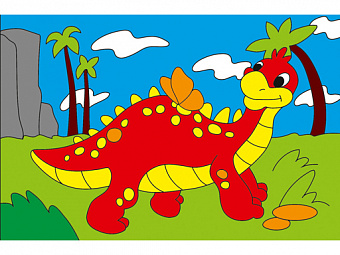 Холст мини 10х15 см по номерам. ЗАБАВНЫЙ ДИНОЗАВР. Арт. ХМ-0397