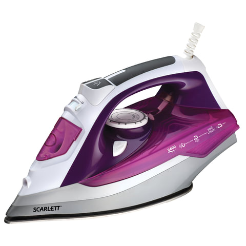 Утюг SCARLETT SC-SI30P05, 2400Вт, терморегулятор, антипригарная поверхность, самоочистка, фиолетовый