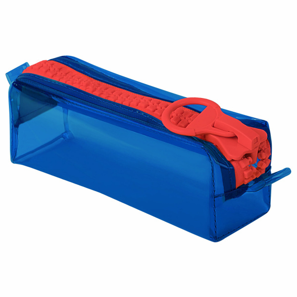 Пенал BRAUBERG с объемной "тракторной" молнией, 1 отделение, ПВХ, 22х8х6,5 см, "Contrast blue", 2723