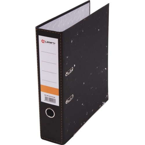 Папка-регистратор Lamark 75мм черный мрамор, металл.окантовка, металл.кольцо, собранная