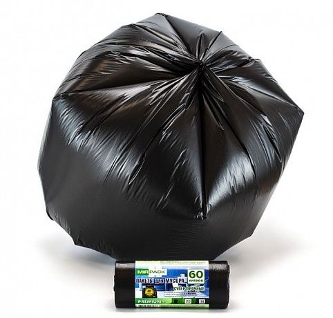 Мешки д/мусора 60л "PREMIUM+" в рулоне 20шт., ПСД 20 мкм, размер 60х70 см, черные