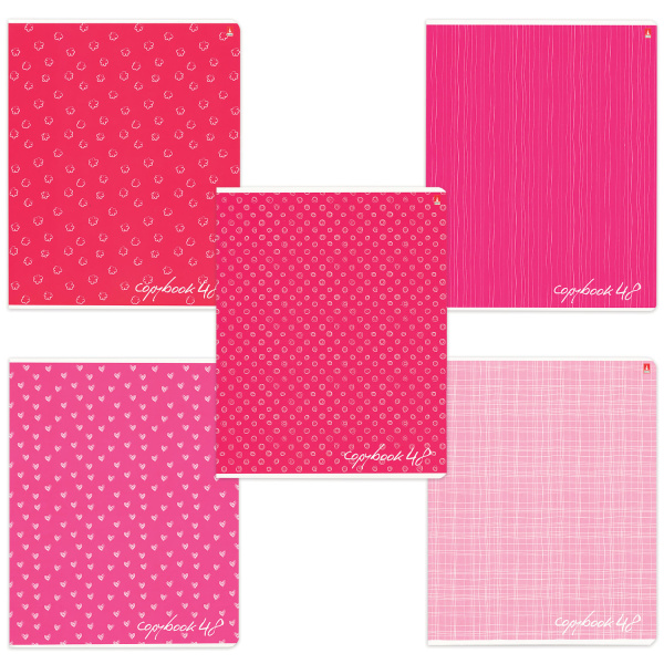 Тетрадь 48л. клетка АЛЬТ, скоба, глянцевый лак, "FRESH - РОЗОВАЯ" (5 видов), 7-48-442