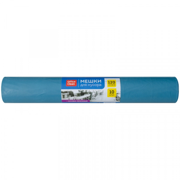 Мешки д/мусора 120л OfficeClean в рулоне 10шт. ПВД 40мкм, 70*110см, синие
