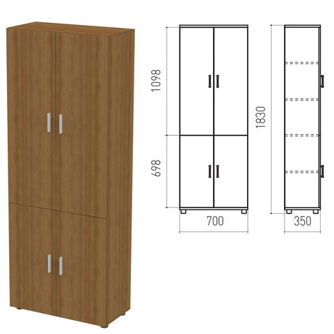 Шкаф закрытый "Канц", 700х350х1830мм, цвет орех
