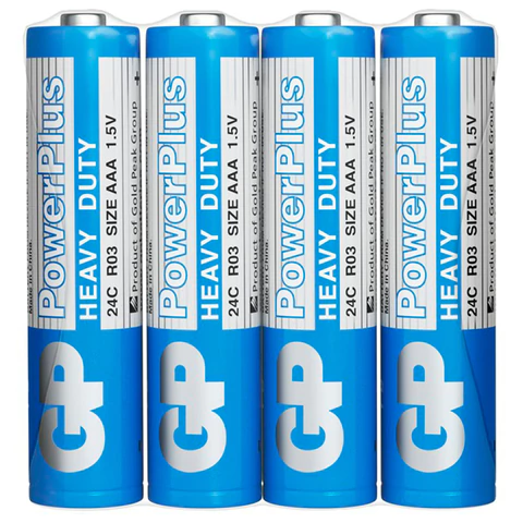 Батарейки GP PowerPlus AAA (R03, 24G), солевые, мизинчиковые, в пленке, 24CEBRA-2S4С