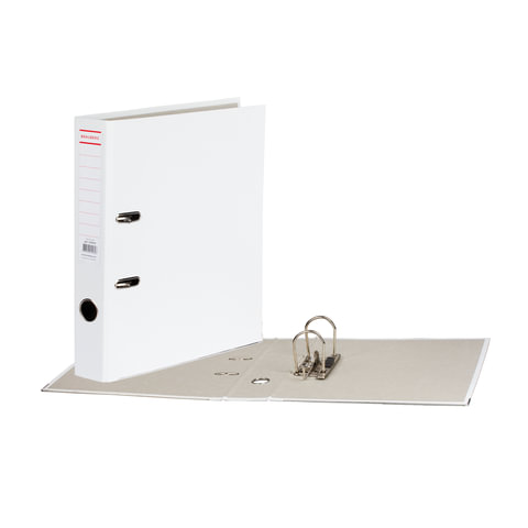 Папка-регистратор с покрытием из полипропилена, 50 мм, прочная, с уголком, BRAUBERG, белая, 226594