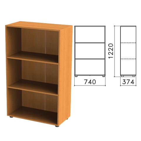 Шкаф (стеллаж) "Фея" (ш740*г370*в1220, мм), 2 полки, цвет орех милан