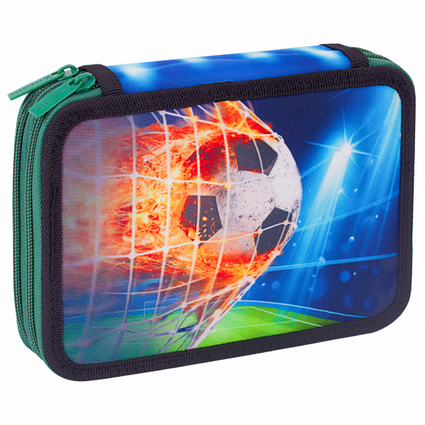 Пенал BRAUBERG, 2 отделения, полиэстер, 21х14 см, "Fire football", 270322 
