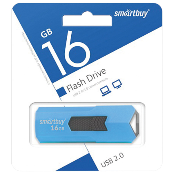Флеш-диск 16 GB SMARTBUY Stream USB 2.0, синий, SB16GBST-B 