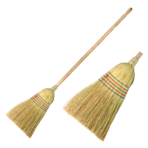 Веник-метла сорго ЛАЙМА 2, натуральный, прошивной, с деревянным черенком 95 см, большой