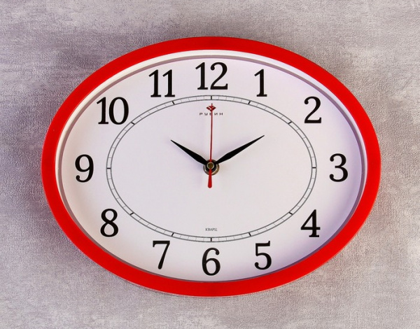 Часы настенные овальные "Классика", 20х27 см красные микс