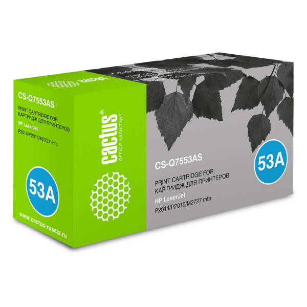 Картридж лазерный HP (Q7553A) LaserJet 2015/2015n/2014 и другие, №53А, ресурс 3000 стр., CACTUS совм