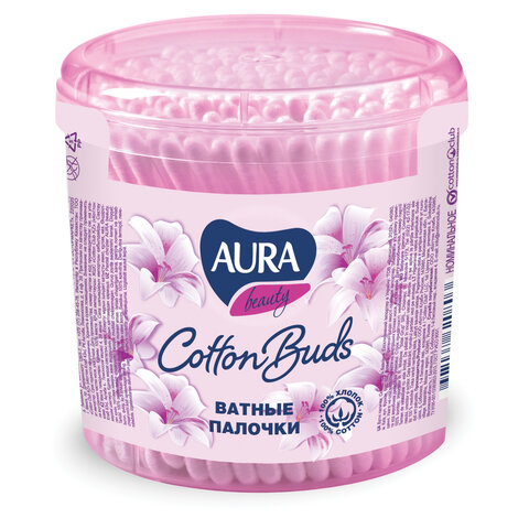 Ватные палочки 200 шт., AURA, пластиковый стакан, 6359 
