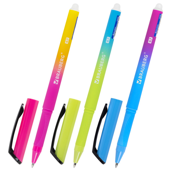 Ручка стираемая гелевая BRAUBERG GRADE, СИНЯЯ, soft-touch, узел 0,7мм, линия 0,5мм, 144208