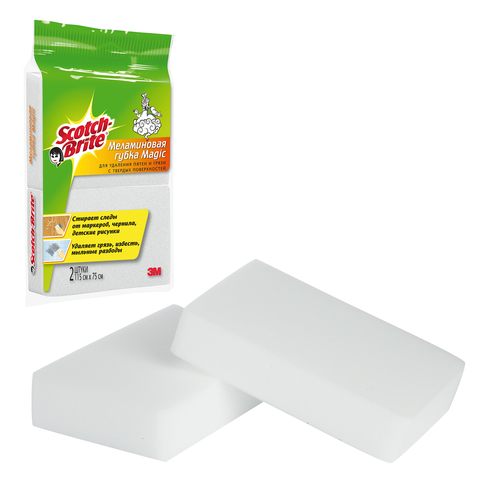 Губки бытовые SCOTCH-BRITE,КОМПЛЕКТ2шт,"Magic",д/удал.пятен,меламин,(в25хш113хг73мм)XR004615005/5021