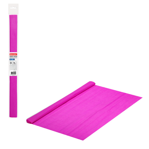Бумага гофрированная/креповая, 32 г/м2, 50х250 см, фуксия, в рулоне, BRAUBERG, 112518 Бумага гофрированная/креповая, 32 г/м2, 50х250 см, фуксия, в рулоне, BRAUBERG, 112518