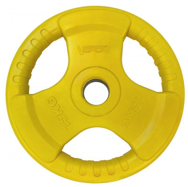 Диск «олимпийский» 15 кг обрезиненный LC-15 цветной с ручкой