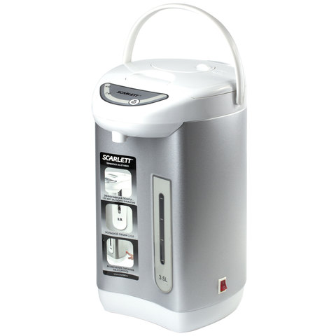 Термопот SCARLETT SC-ET10D01, 3,5 л, 750 Вт, 1 температурный режим, ручной насос, нержавеющая сталь